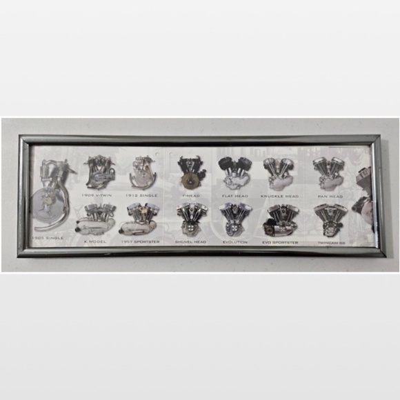 VTG Harley Davidson Motorcycle Engines Types Picture Frame Silver Unique - Picture 1 of 12